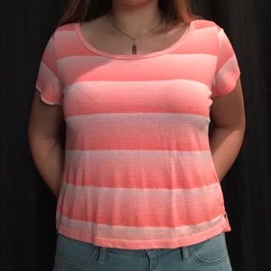 peach and white ombré slightly cropped shirt